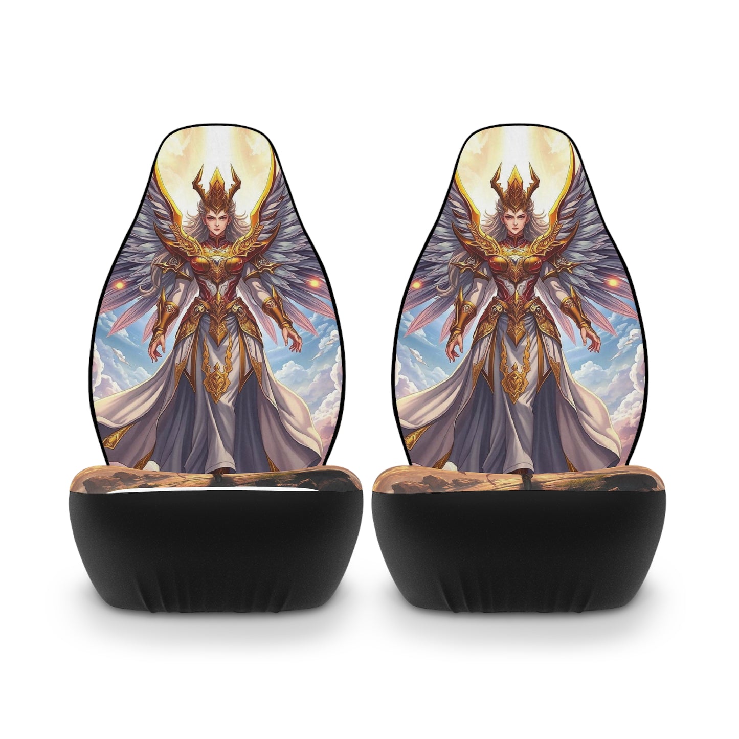 Angel Warrior Car Seat Covers — Fantasy Guardian Polyester Front Seat Protector