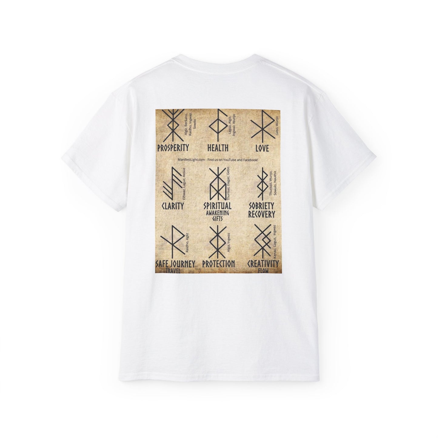 Runic Symbols T‑Shirt — Prosperity, Health & Protection Viking Rune Grid Tee