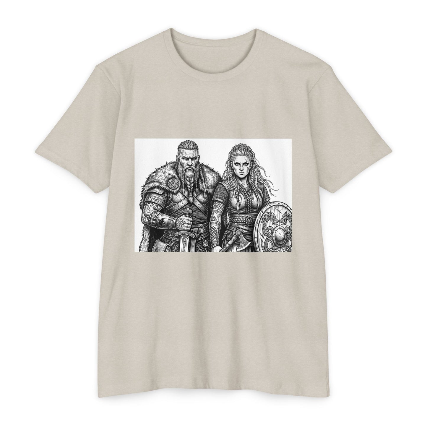 Viking Warriors T-Shirt — Norse Warrior Couple Illustration