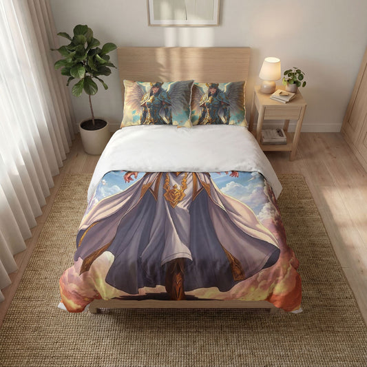 Angel Warrior Duvet Cover Set – Fantasy Winged Guardian 3-Piece Quilt Cover