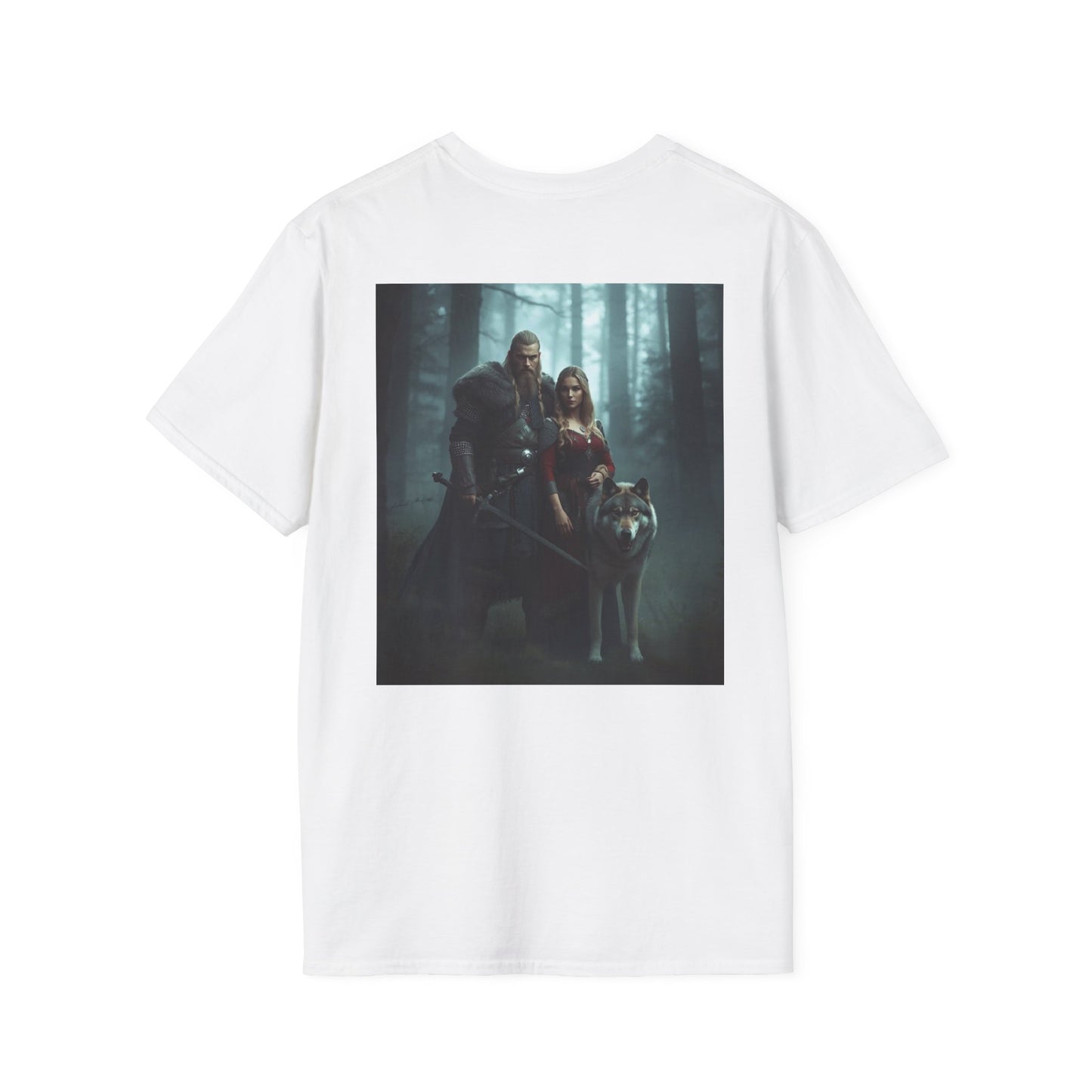 Fantasy Forest Couple T‑Shirt — Medieval Lovers Woodland Portrait