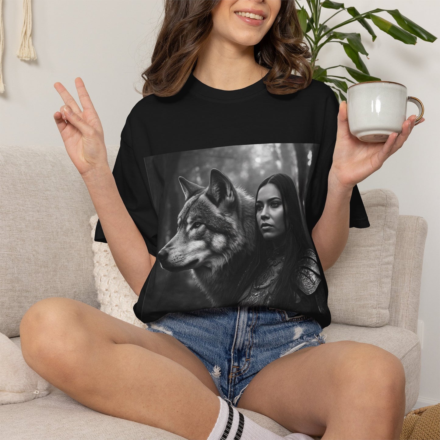 Wolf Warrior T-Shirt — Mystical Forest Warrior Graphic Tee