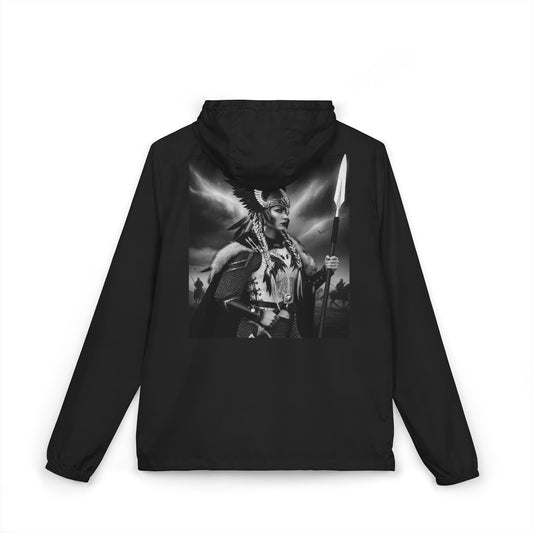 Windbreaker Jacket — Viking Warrior Graphic Full-Zip Hooded Windbreaker