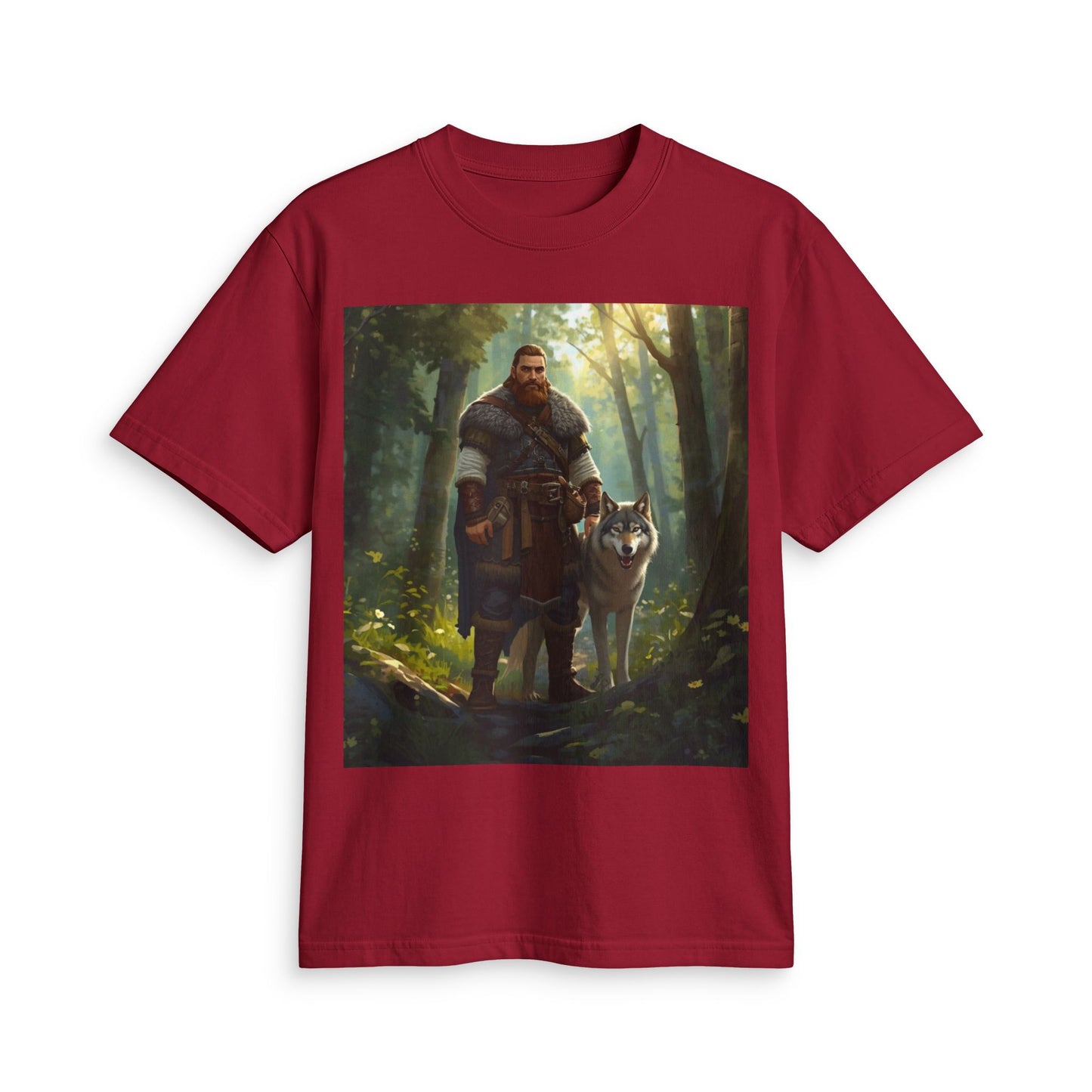 Viking Woodsman T‑Shirt – Warrior and Wolf Forest Graphic Tee