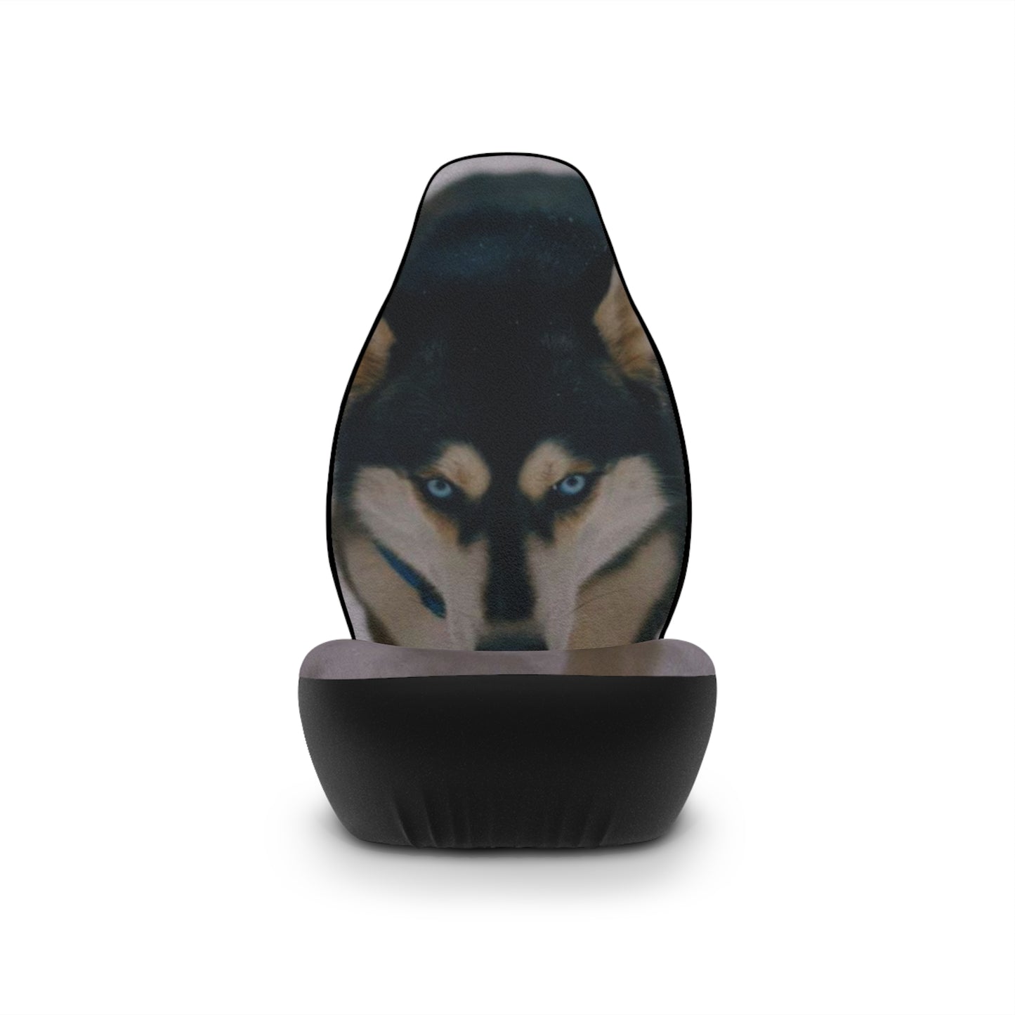 Husky Face Car Seat Covers - Bold Siberian Wolf Print Front Seat Protector