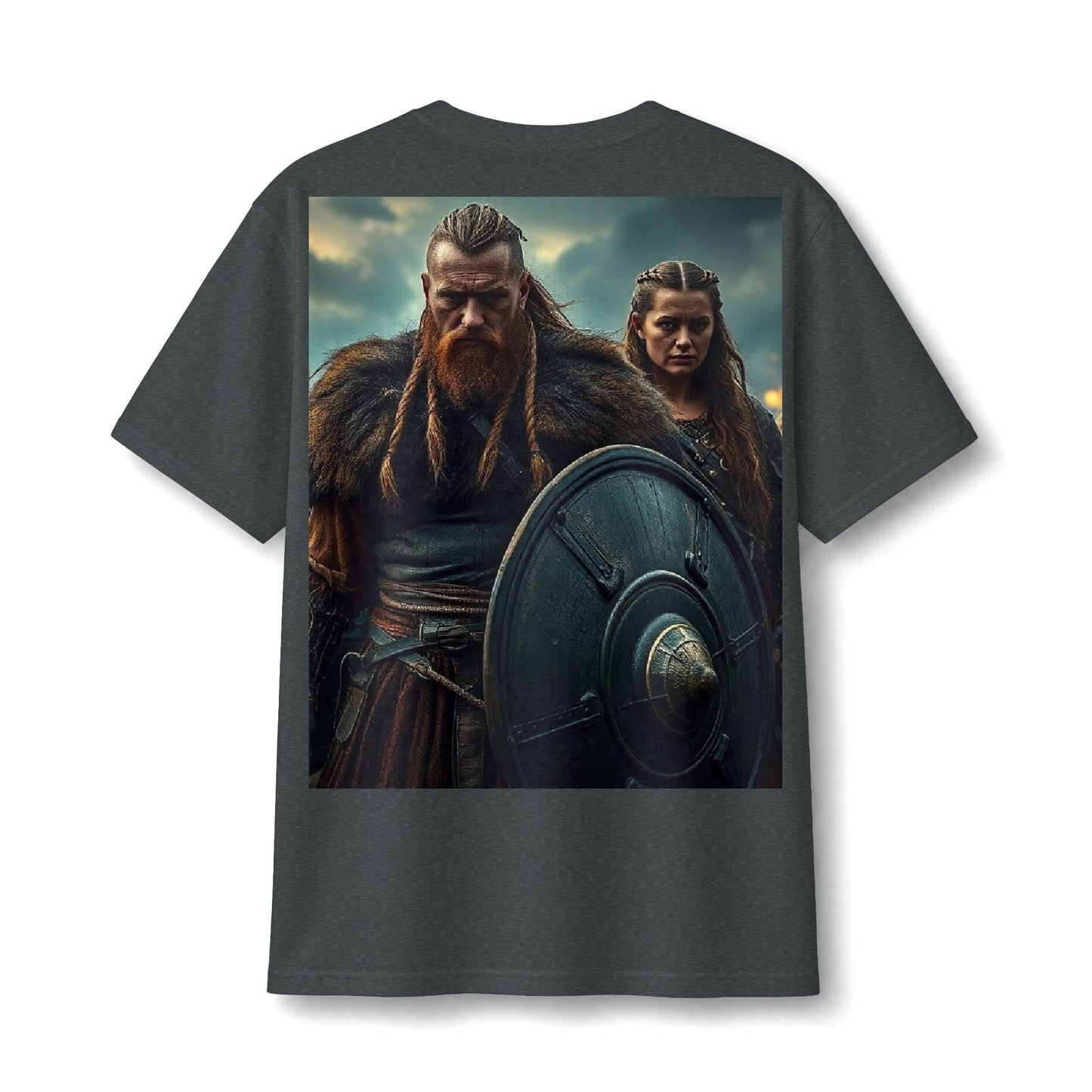 Viking Warrior Graphic Tee — Fierce Norse Shieldmen T‑Shirt