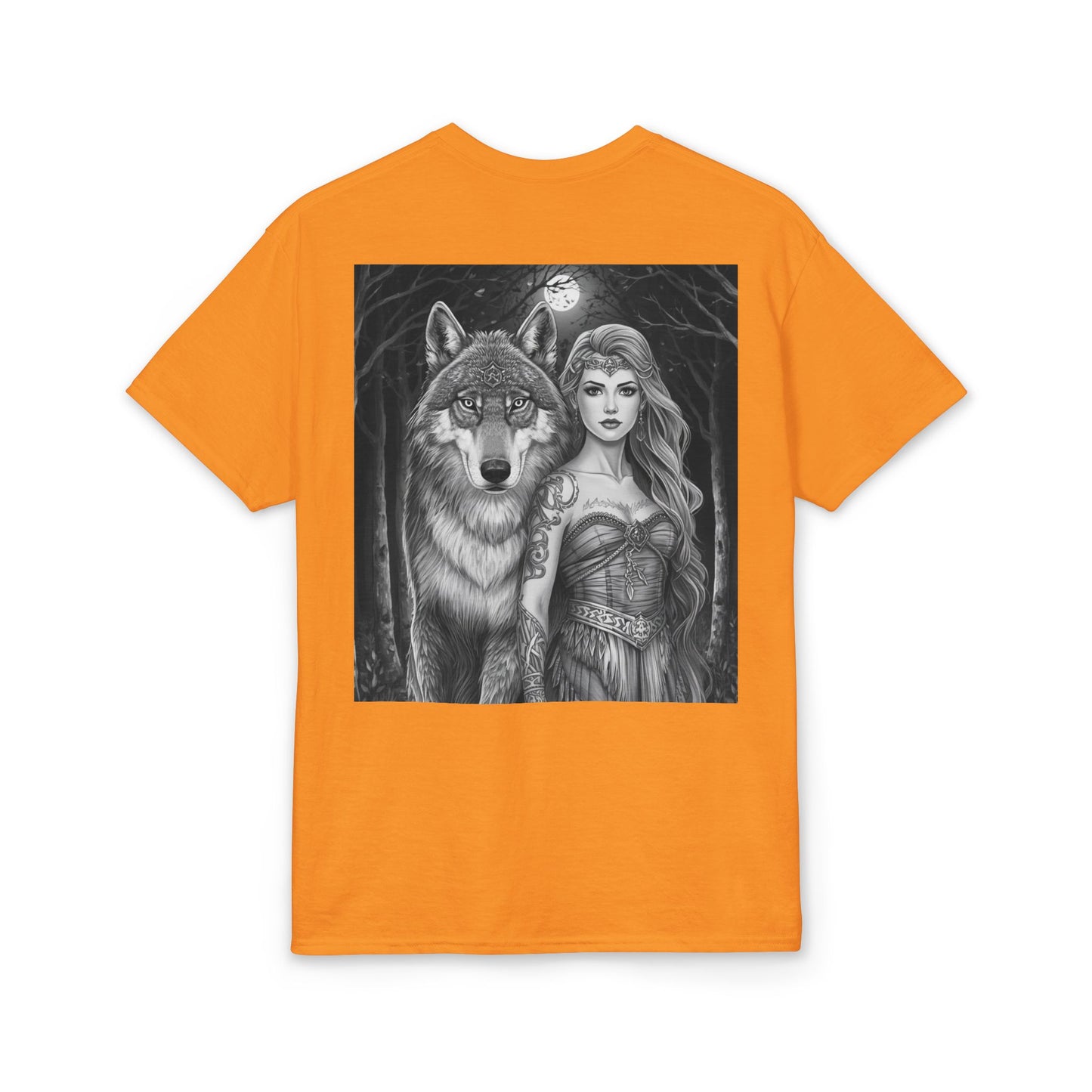 Wolf Guardian T‑Shirt — Mystic Woman & Wolf Moon Graphic Tee