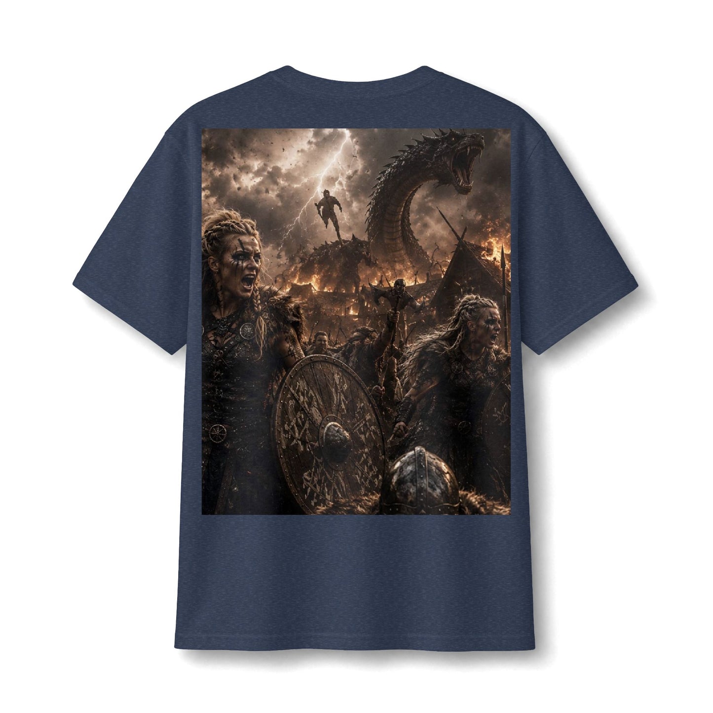 Viking Battle Tee — Norse Warriors & Serpent Warship Graphic Shirt