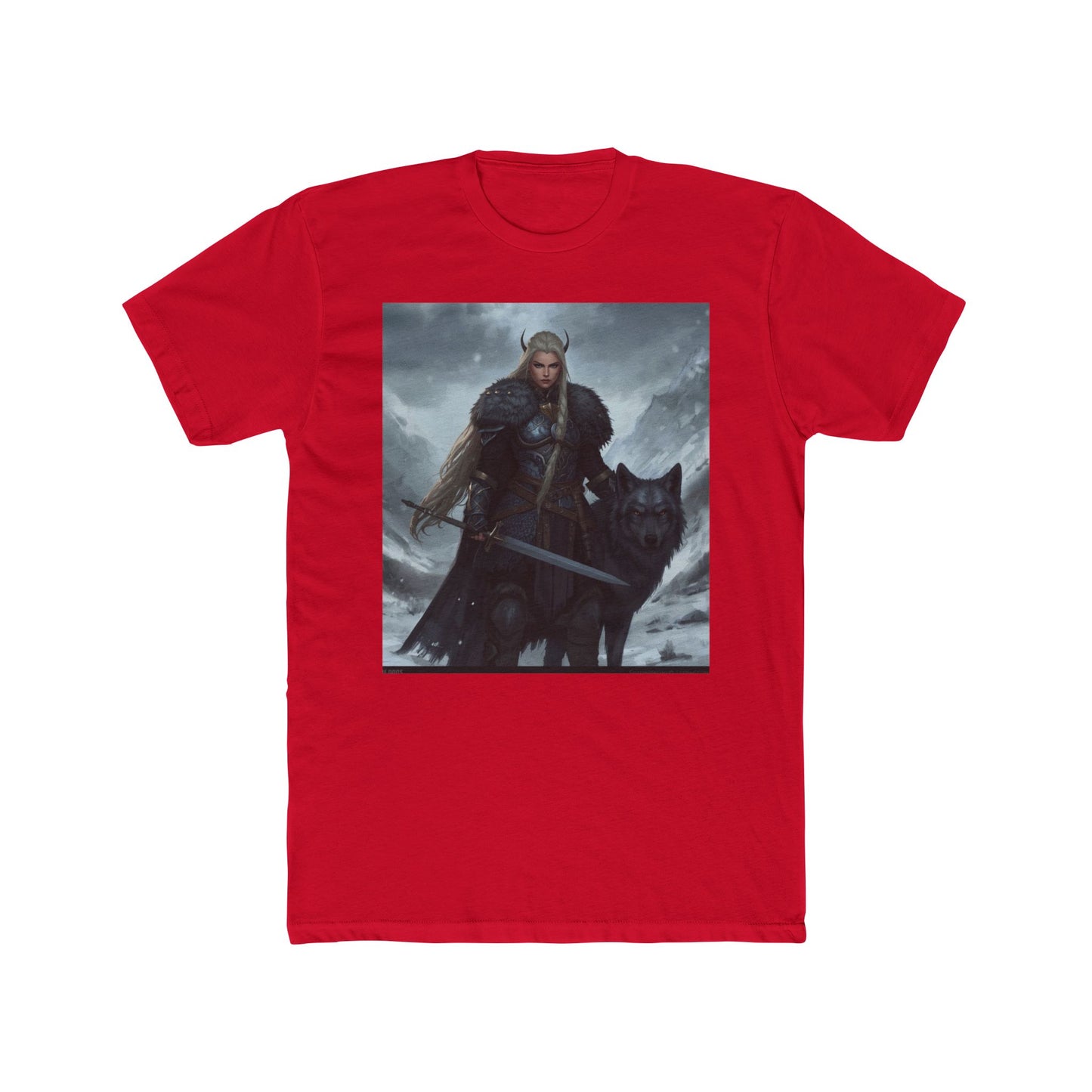 Viking Warrior & Wolf Graphic Tee — Norse Fantasy Sword T‑Shirt