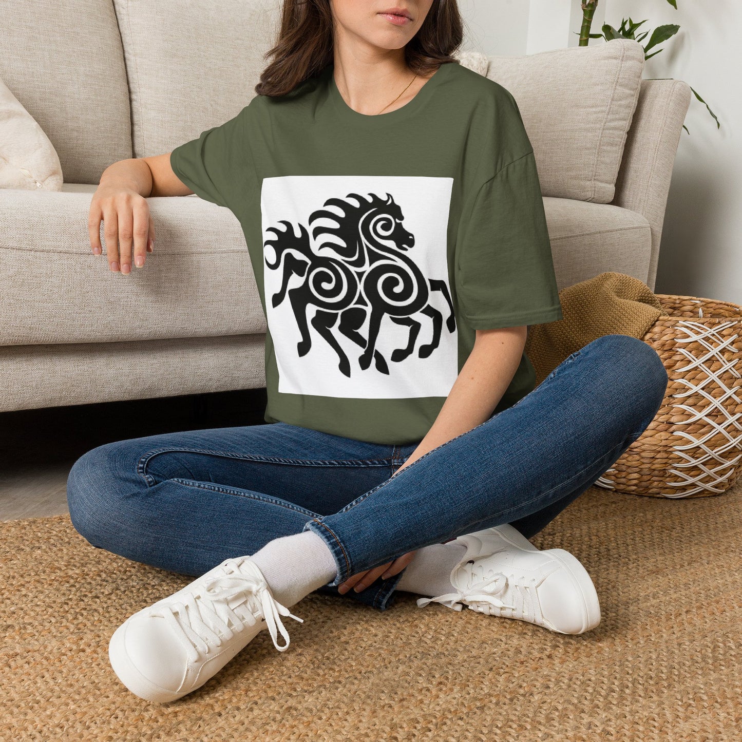Tribal Horse Graphic T-Shirt — Celtic-Inspired Running Stallion Design