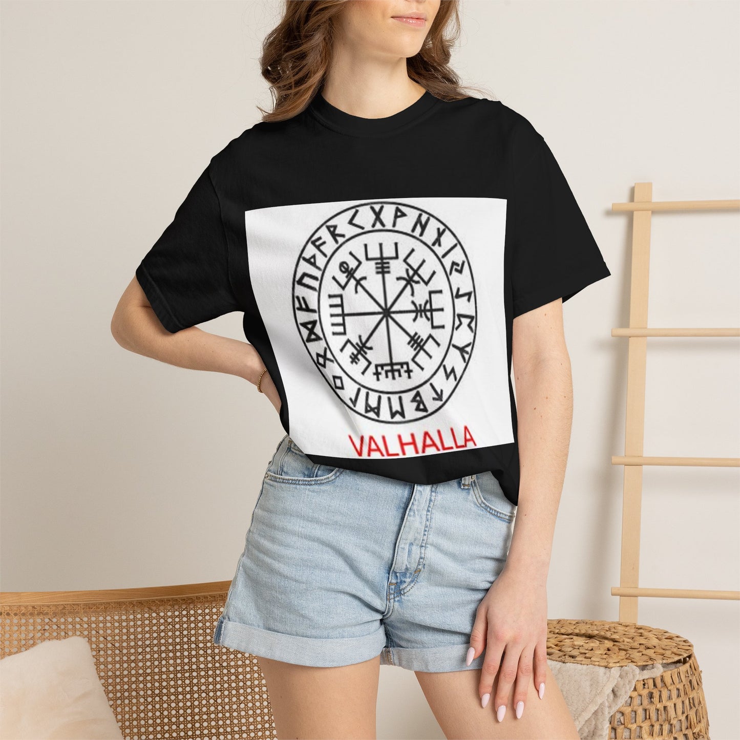 Valhalla Rune Compass T-Shirt — Viking Vegvísir Design