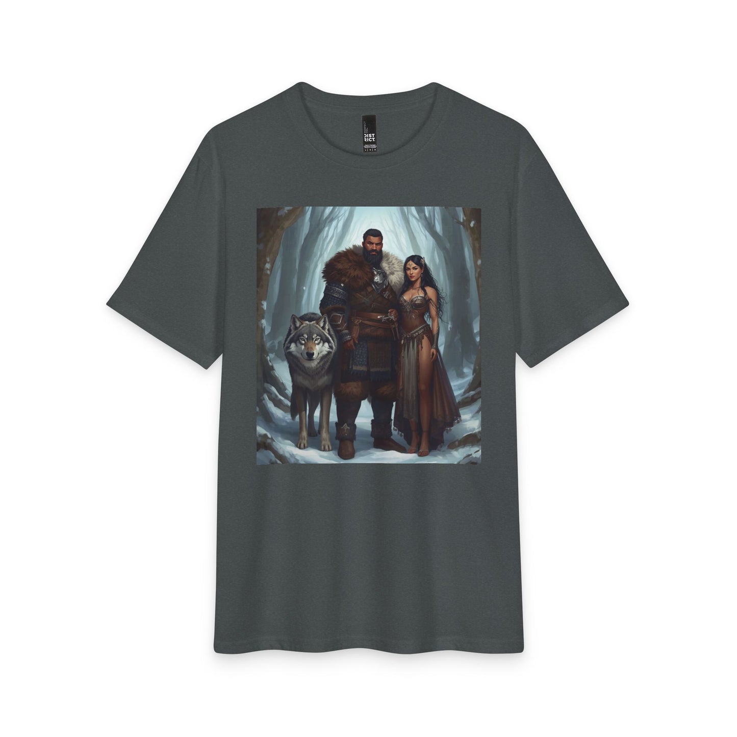 Viking Couple & Wolf Fantasy T-Shirt
