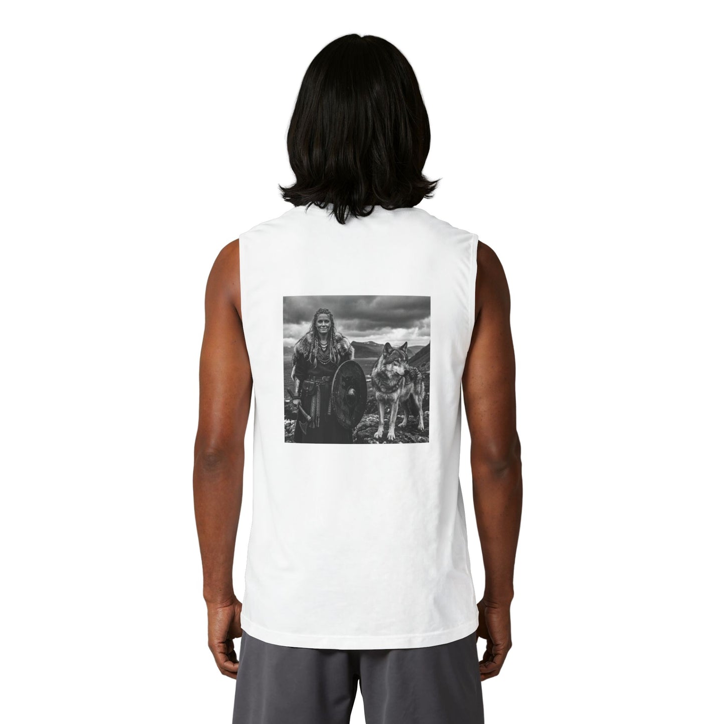 Viking Warrior & Wolf Muscle Tank — Norse Mythic Graphic Tank Top
