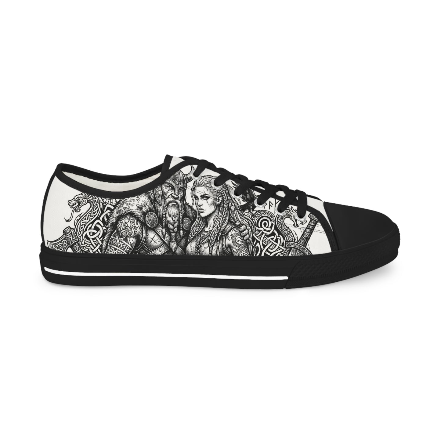 Low Top Sneakers — Gothic Illustration Skull & Portrait Art Sneakers
