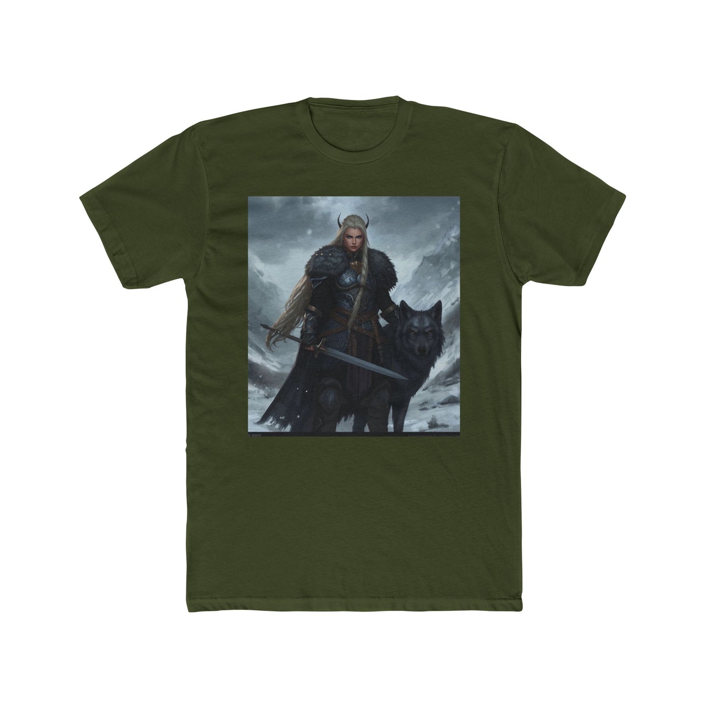 Viking Warrior & Wolf Graphic Tee — Norse Fantasy Sword T‑Shirt