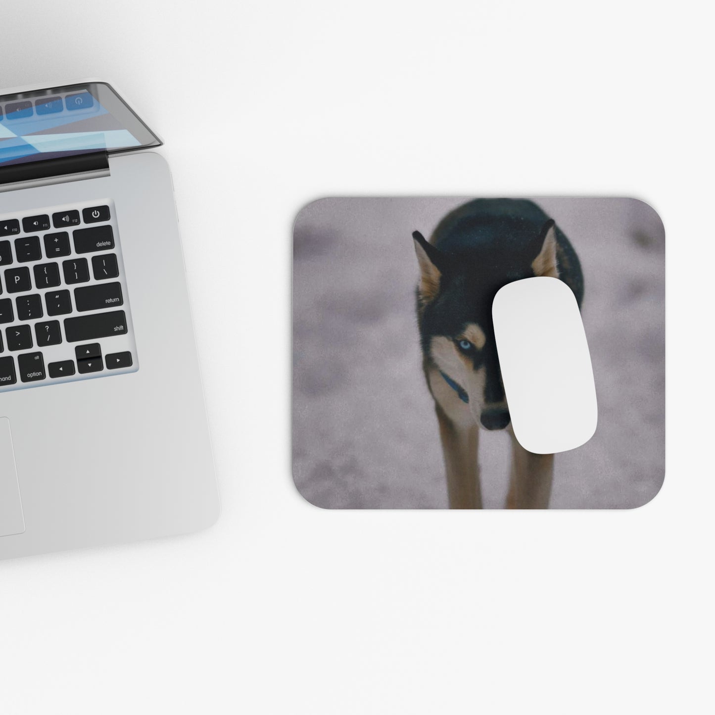 Husky Stare Rectangular Mouse Pad — Arctic Wolf Desk Mat