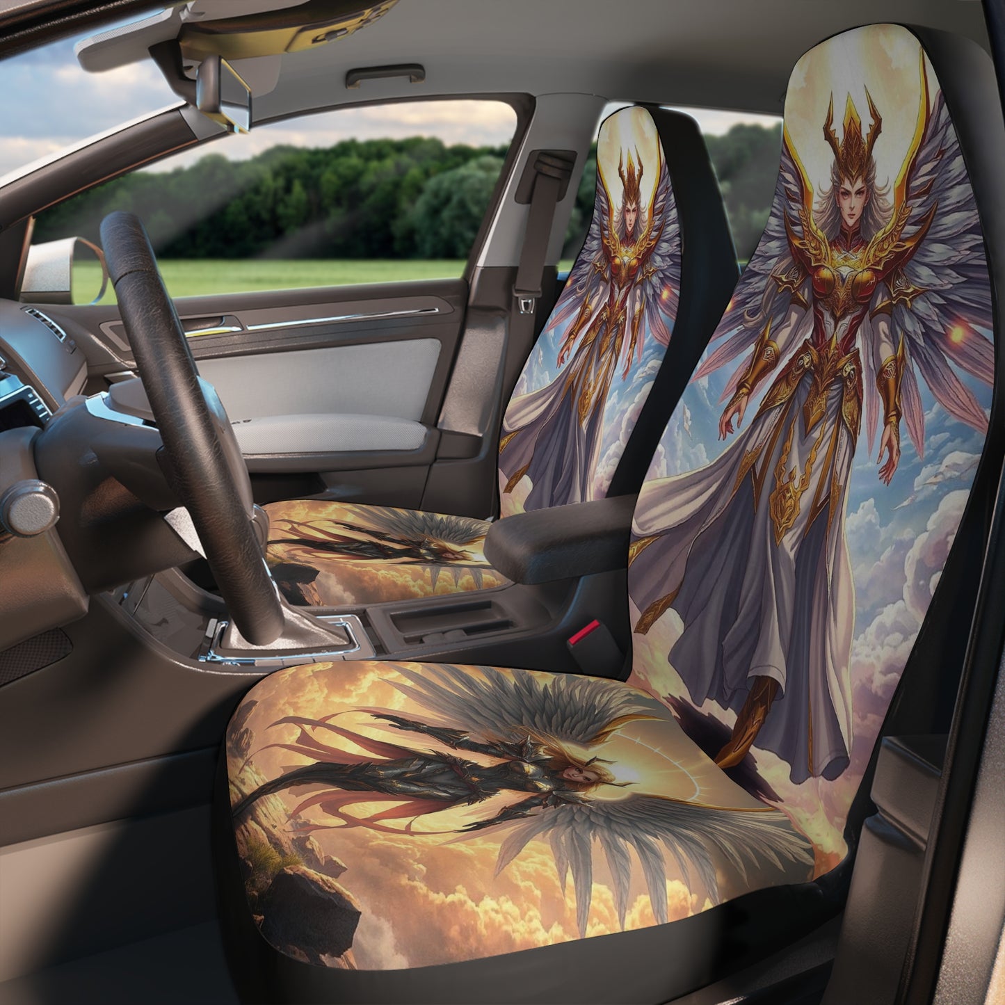Angel Warrior Car Seat Covers — Fantasy Guardian Polyester Front Seat Protector