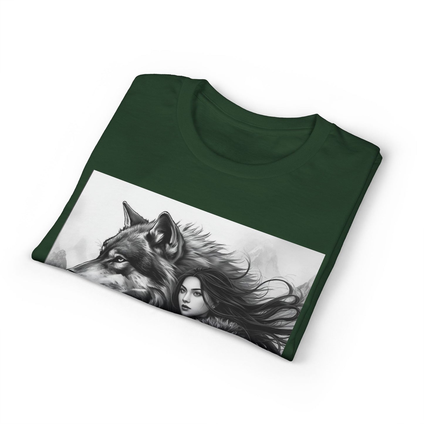 Wolf Guardian T-Shirt — Viking Woman & Wolf Fantasy Graphic Tee