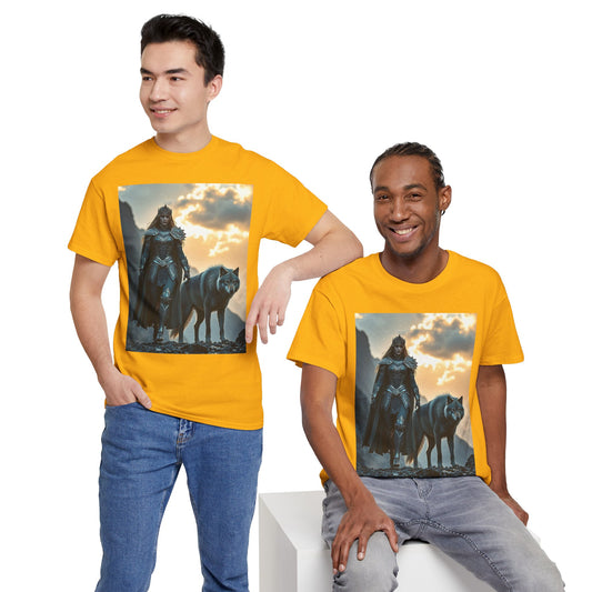 Viking Shieldmaiden & Wolf Graphic Tee
