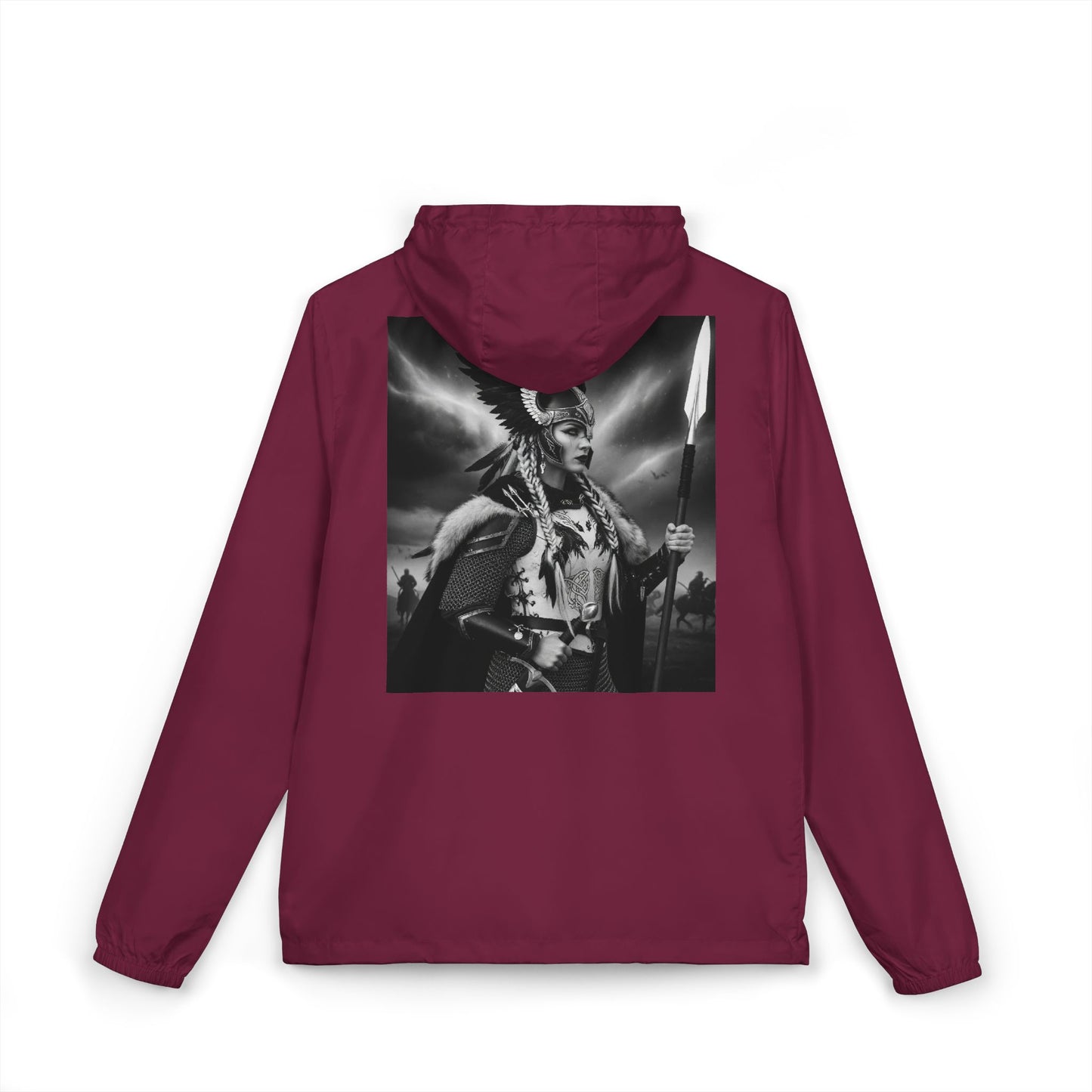 Windbreaker Jacket — Viking Warrior Graphic Full-Zip Hooded Windbreaker