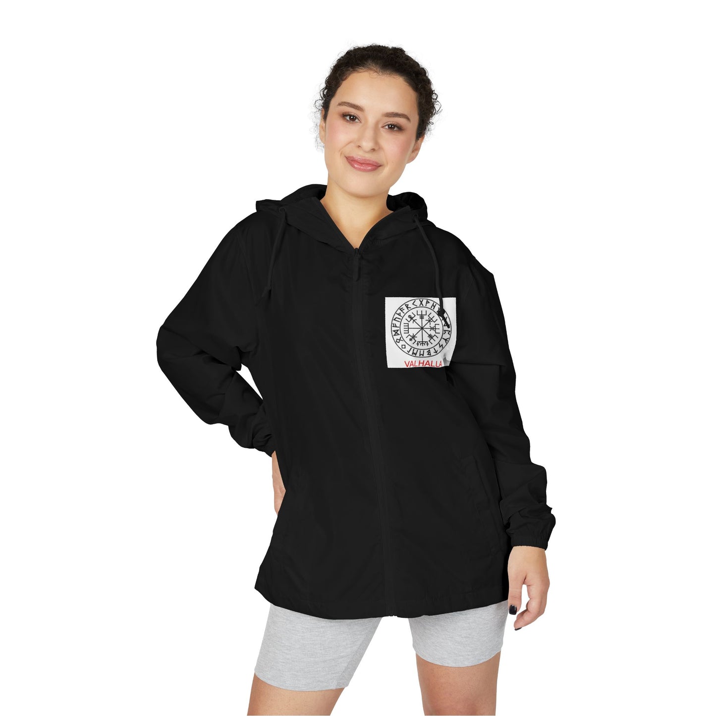 Windbreaker Jacket — Viking Warrior Graphic Full-Zip Hooded Windbreaker