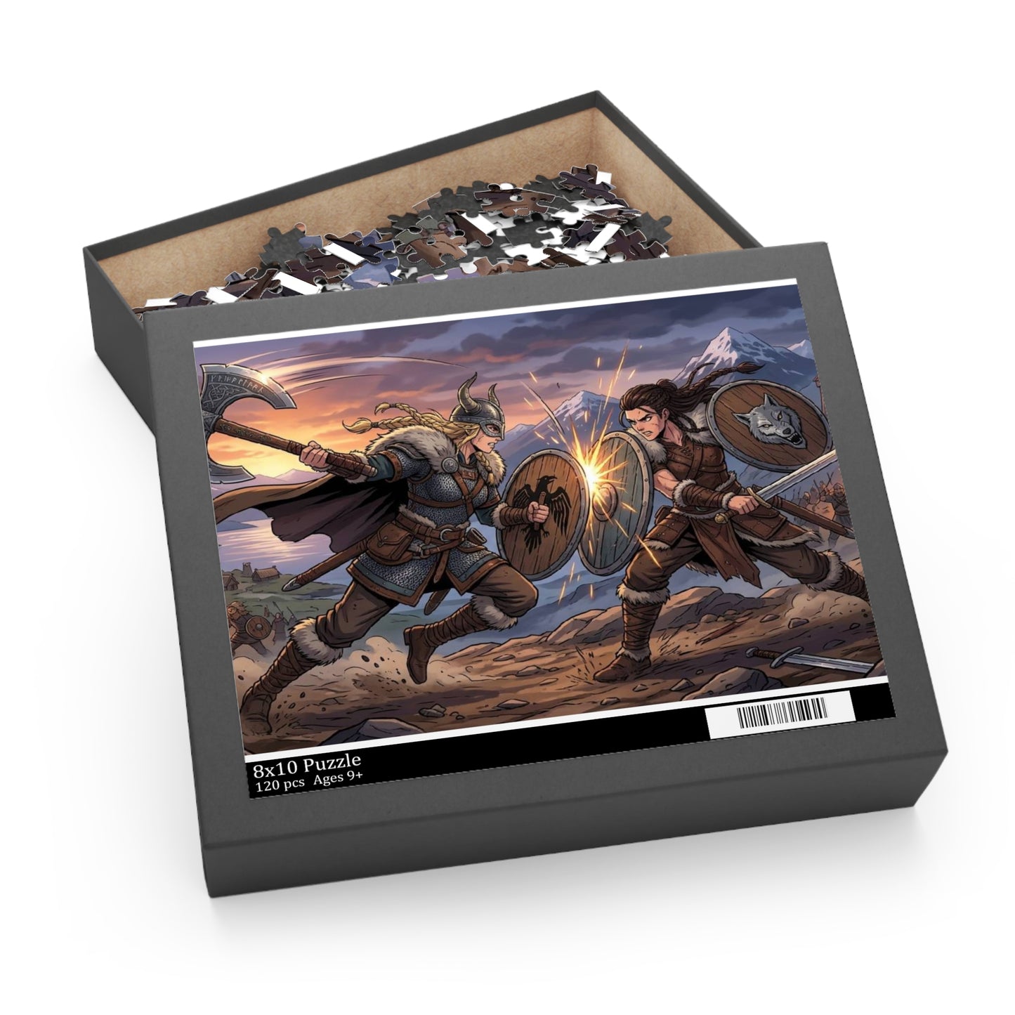 Viking Battle Scene Puzzle — Norse Warriors 120/252/500-Piece Jigsaw