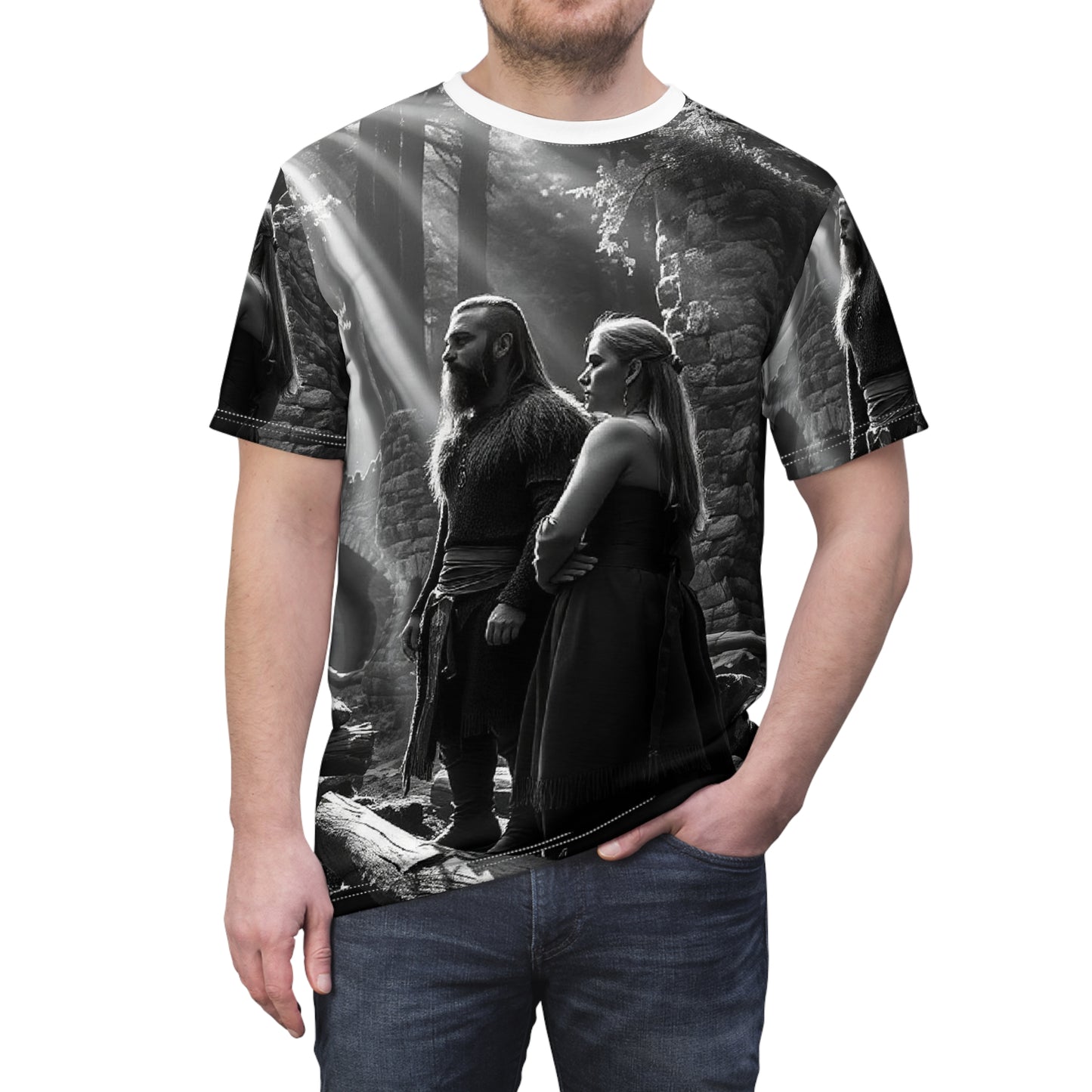 Viking Couple Scene All-Over Print Tee