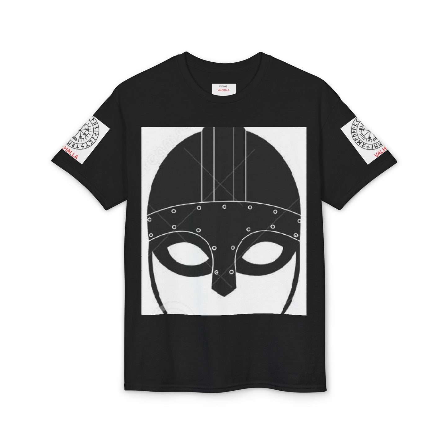 Viking Helmet Graphic T-Shirt — Norse Mask Illustration Tee