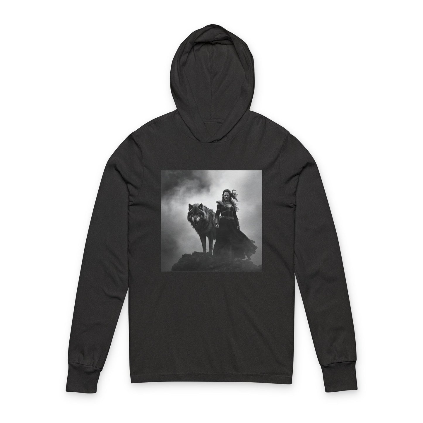 Viking Wolf Rider Hooded Long Sleeve Tee