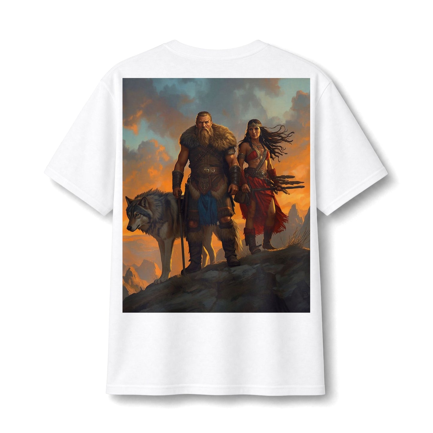 Viking Warriors & Wolf Illustration Tee