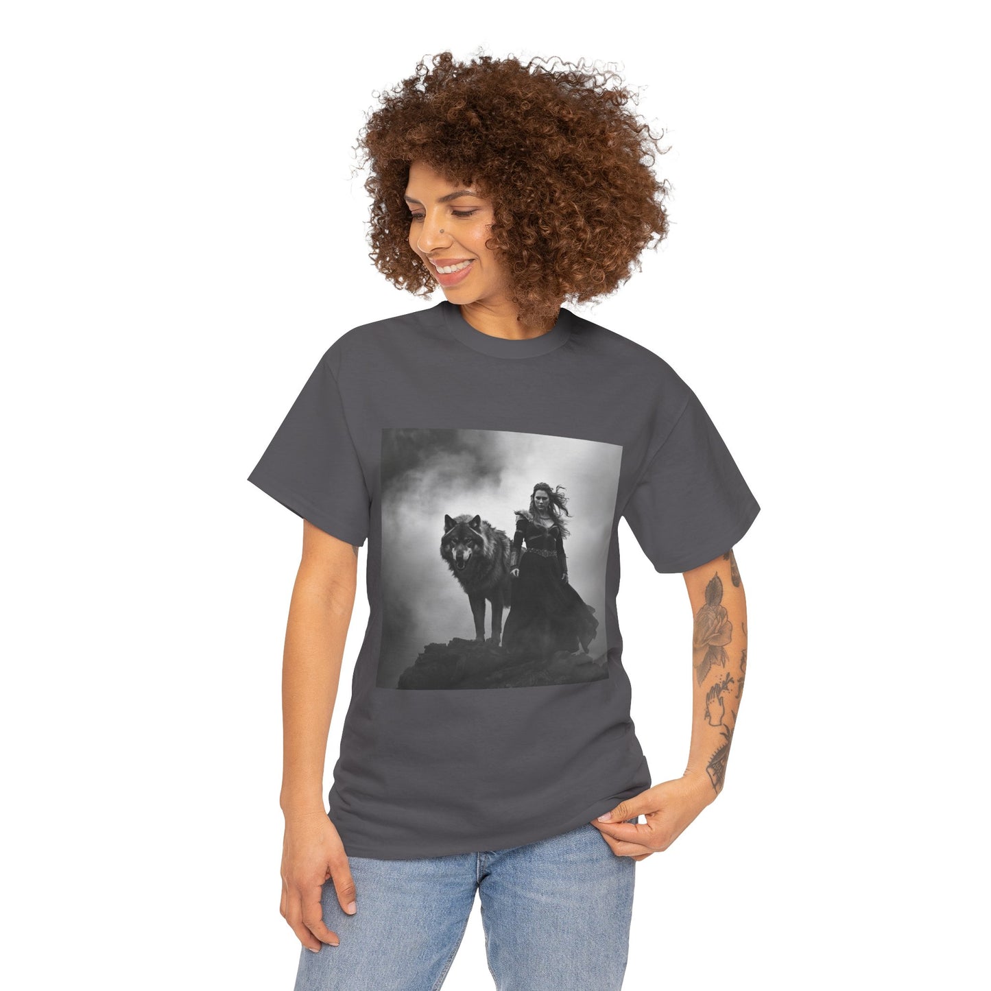 Witch & Wolf T‑Shirt — Gothic Fantasy Graphic Tee