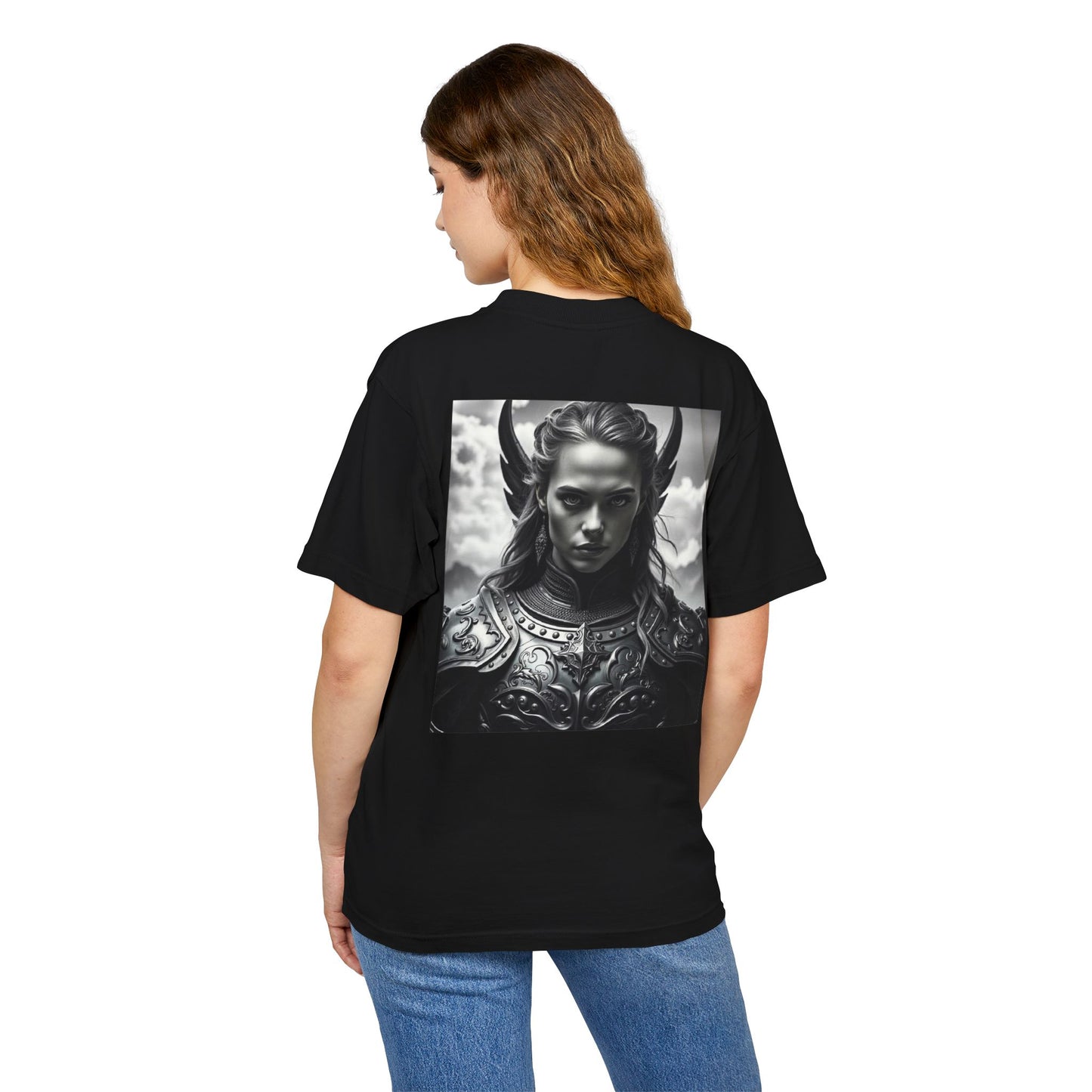 Valkyrie Warrior Tee — Mythic Black & White Armor Portrait T‑Shirt