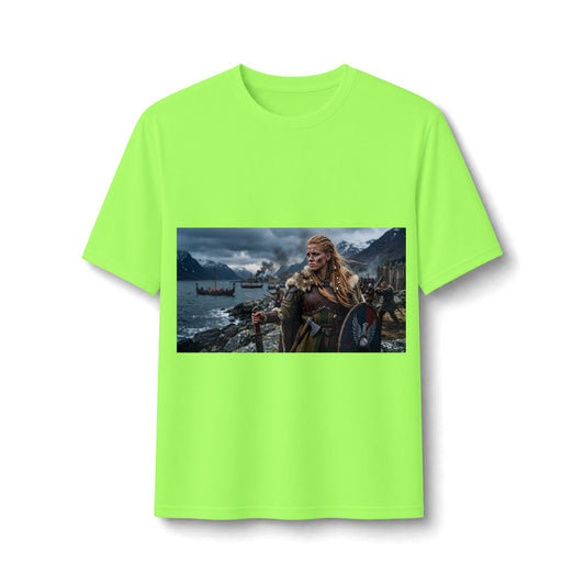 Viking Warrior Performance Tee — Nordic Longship Shield Graphic
