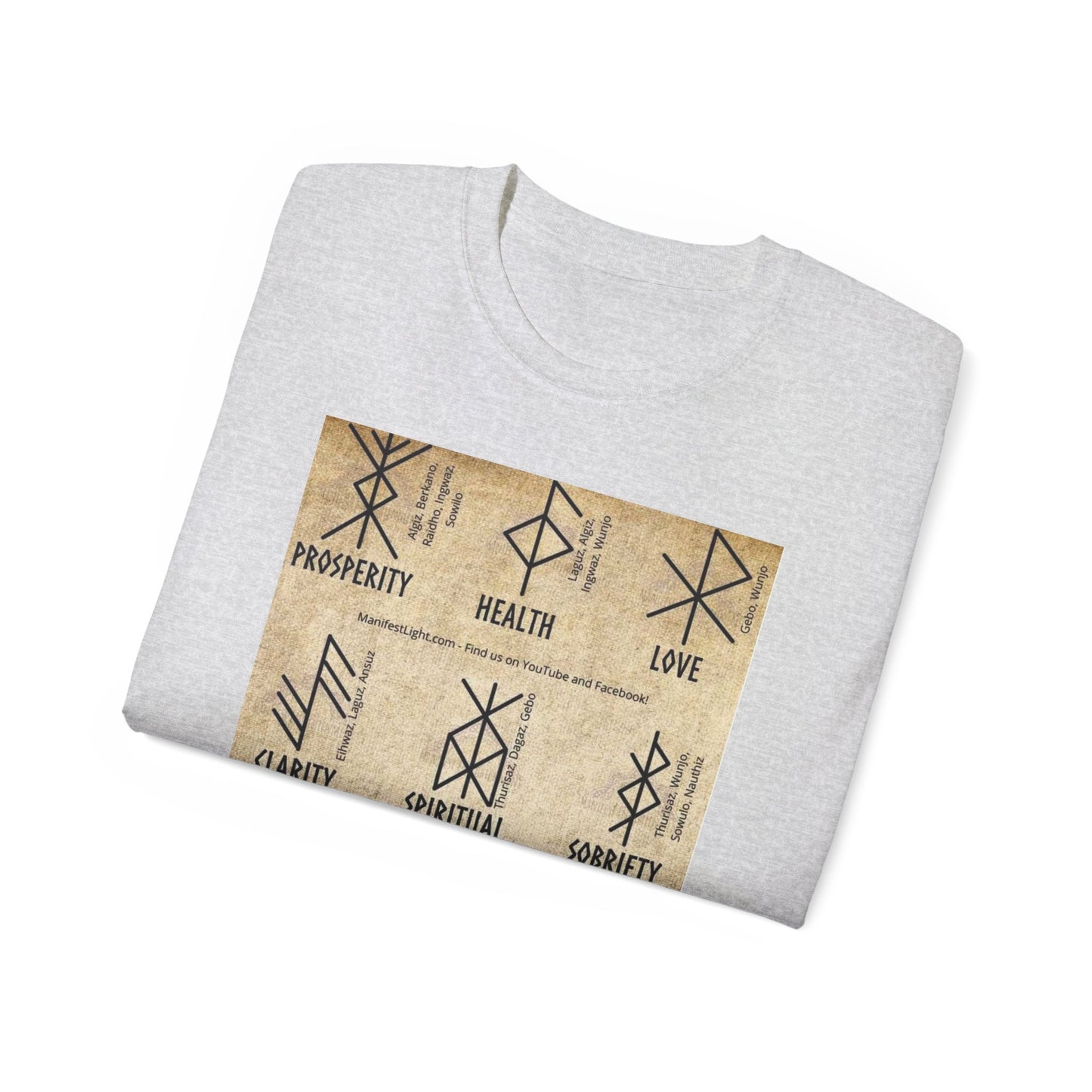 Runic Symbols T‑Shirt — Prosperity, Health & Protection Viking Rune Grid Tee