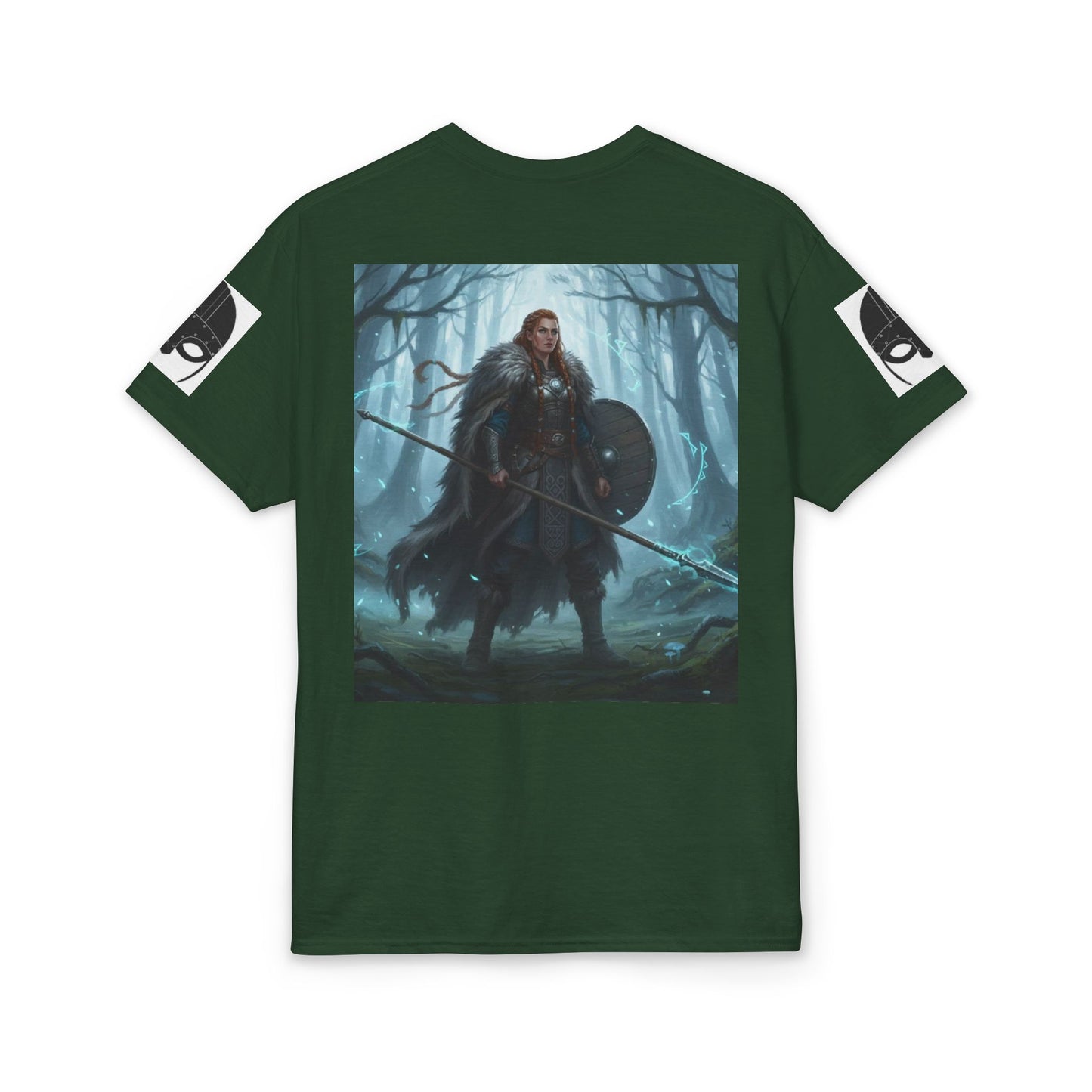 Viking Shieldmaiden T‑Shirt — Norse Warrior Forest Art Tee