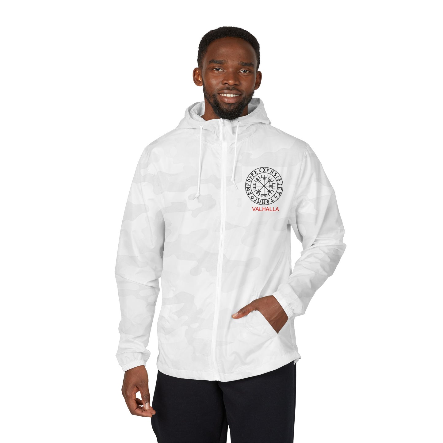 Windbreaker Jacket — Viking Warrior Graphic Full-Zip Hooded Windbreaker