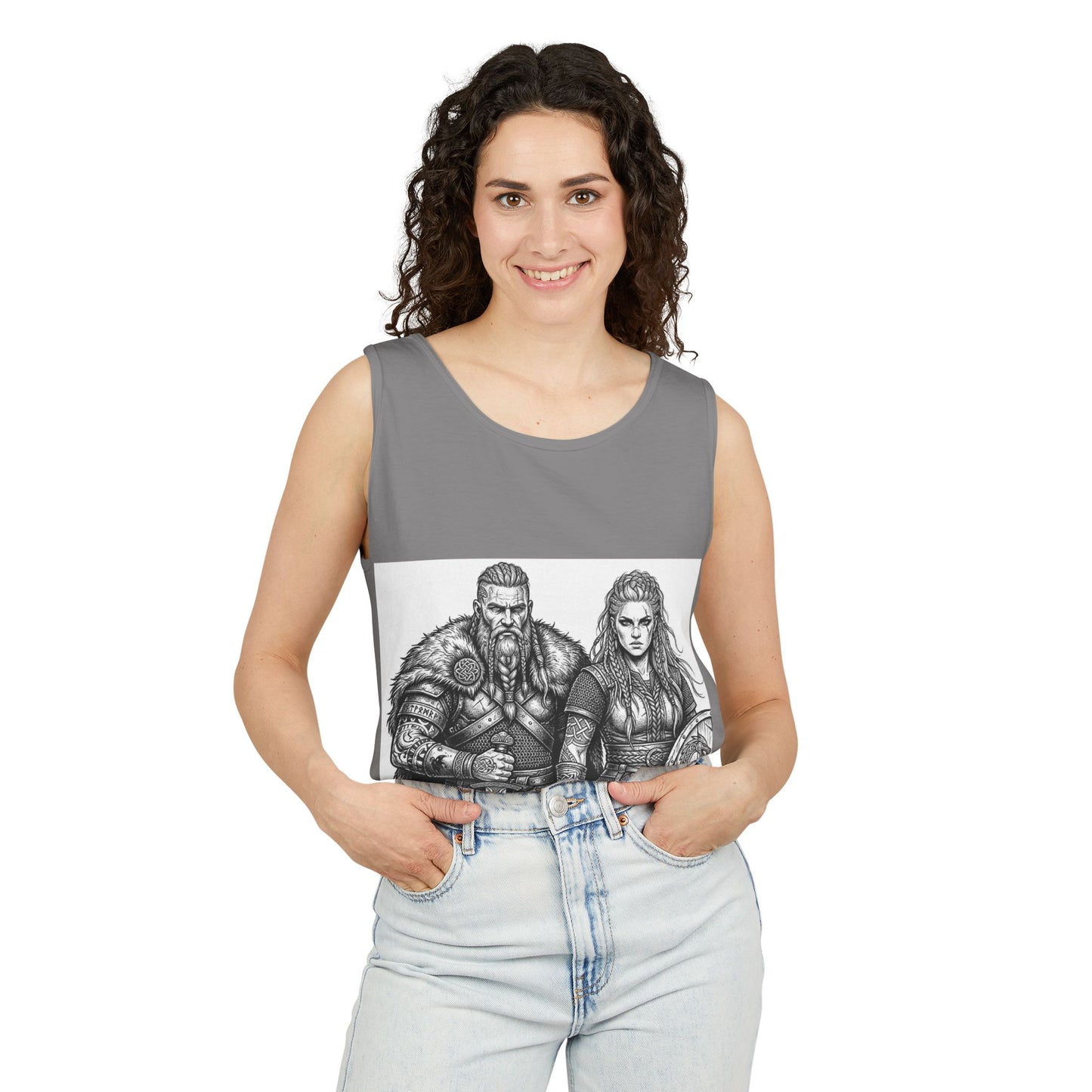 Viking Warriors Tank Top — Norse Couple Illustration Tee
