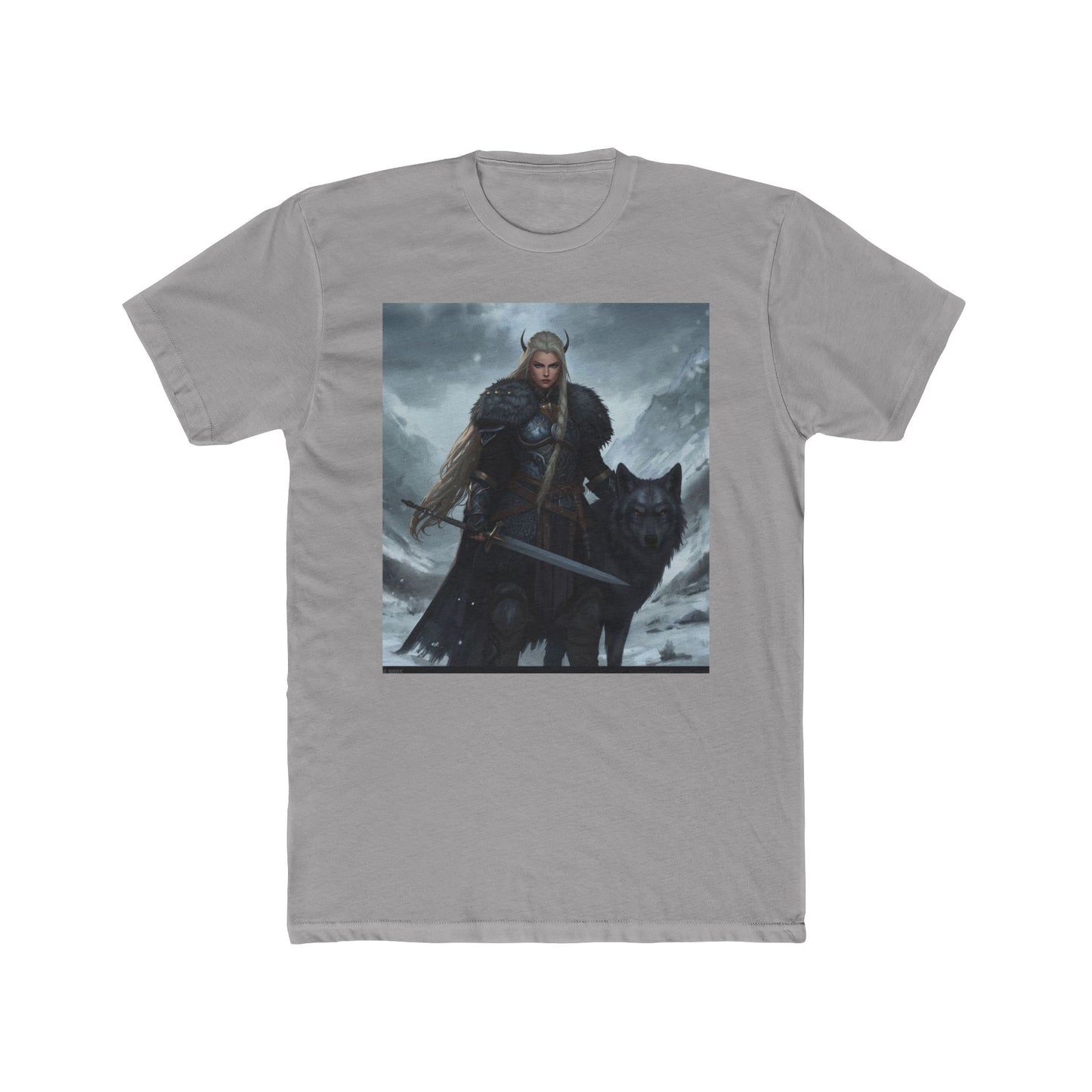 Viking Warrior & Wolf Graphic Tee — Norse Fantasy Sword T‑Shirt