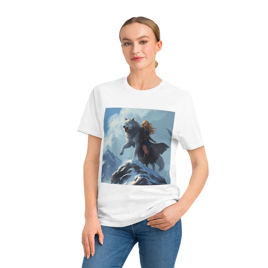 Wolf Guardian T-Shirt — Woman and Wolf Mountain Fantasy Tee