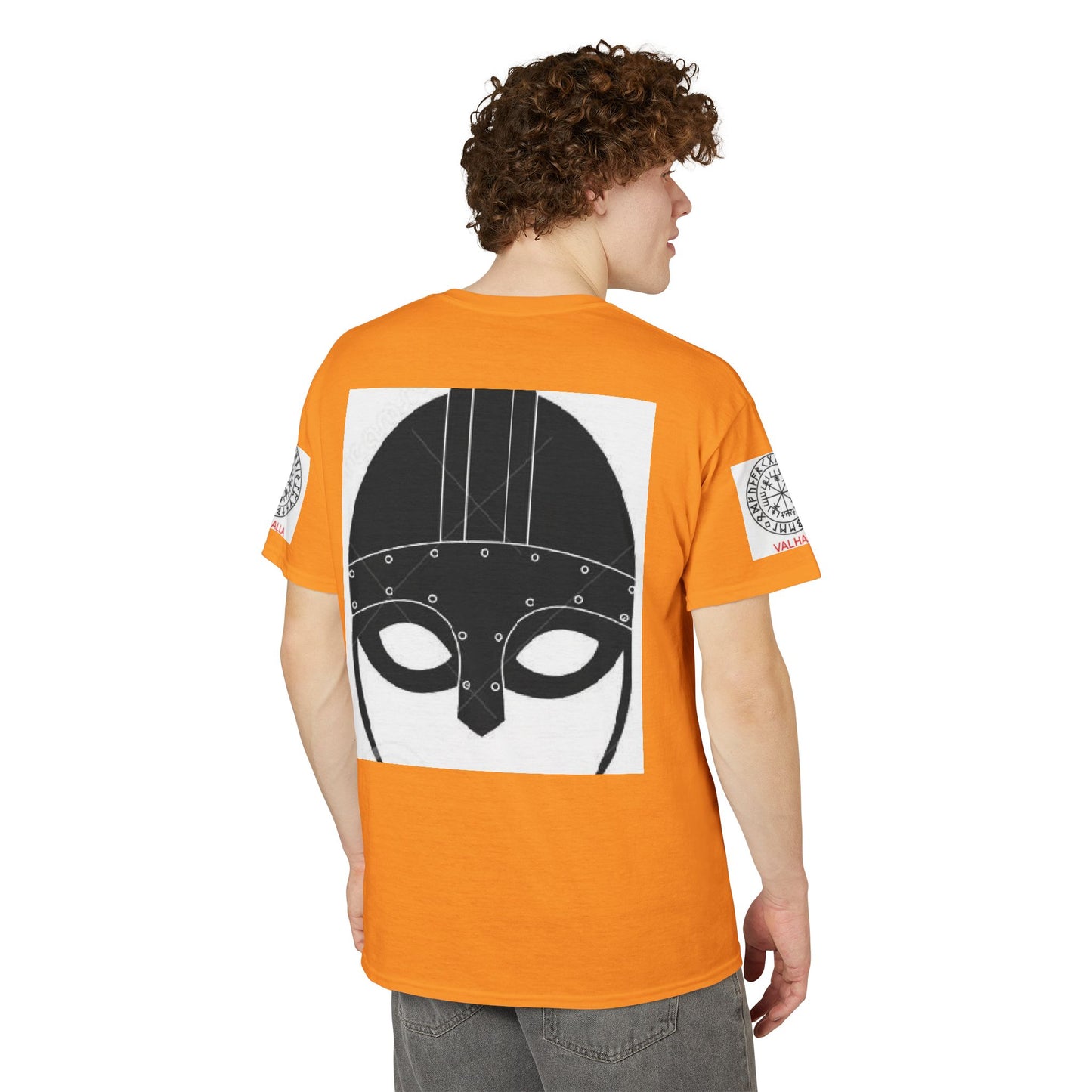Viking Helmet Graphic T-Shirt — Norse Mask Illustration Tee